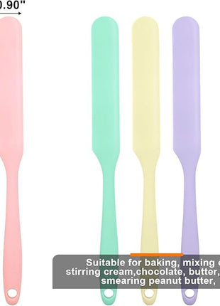4 Pcs Silicone Jar Spatulas, Non-Stick Heat Resistant Cake Cream Spatulas Set, 9.8 inch Cake Cream Butter Spatulas(4 colors）