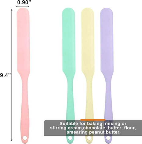 4 Pcs Silicone Jar Spatulas, Non-Stick Heat Resistant Cake Cream Spatulas Set, 9.8 inch Cake Cream Butter Spatulas(4 colors）