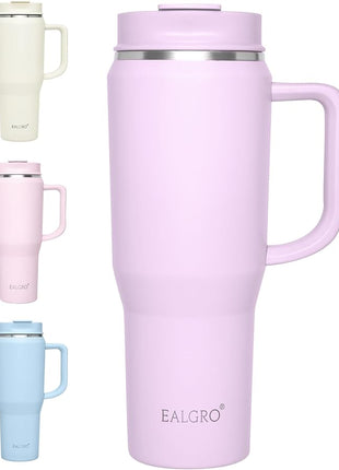 40 oz Tumbler with Handle, Insulated Tumblers with Lid and Straw, Large Metal Sports Water Bottle Jug, Thermal Stainless Steel Travel Coffee Mug Cup, Lavender