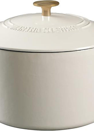 MARTHA STEWART Gatwick 7-Quart Enamel Cast Iron Dutch Oven – Martha Blue – Heavy-Duty Dutch Oven for Slow Cooking, Braising & Baking