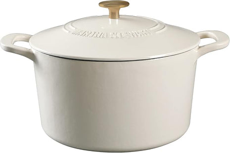 MARTHA STEWART Gatwick 7-Quart Enamel Cast Iron Dutch Oven – Martha Blue – Heavy-Duty Dutch Oven for Slow Cooking, Braising & Baking
