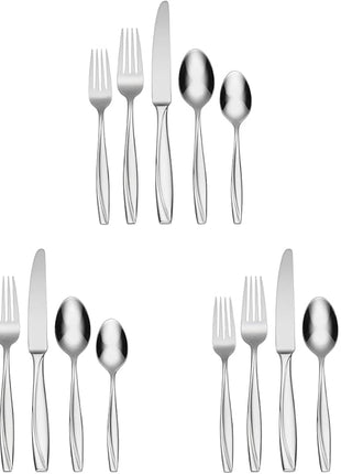 Oneida Camlynn Mirror 45 Piece Casual Flatware Set, 18/0 Stainless, Service for 8,Silver (Pack of 3)