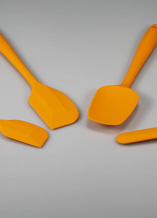 4 Piece Silicone Spatula Set, Flexible Heat Resistant Non-scratch Baking Cooking Rubber Spatulas with Stainless Steel Core, Orange