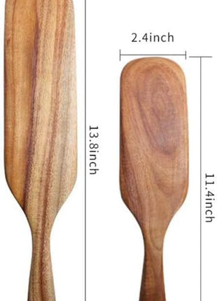 Spurtle Set, Natural Acacia Wooden Kitchen Utensils Set of 2, Wooden Spoons Utensils for Cooking, stirring, Mixing, Serving, spurtles kitchen tools as seen on tv for NonSick Cookware