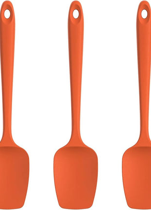 U-Taste Silicone Spoon Spatula Set, 600ºF High Heat Resistant Food Grade Flexible Rubber Scraper, Integrated Cooking Mixing Baking Kitchen Utensils Set of 3 for Nonstick Cookware (Orange)