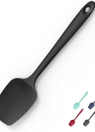 Heat Resistant Silicone Spoon Spatula, Doosu 600°F High Temp Flexible Cooking Spoons Kitchen Rubber Spoonula Scratch-Proof for Mixing Stirring Scraping Serving Non-Stick Cookware (11.4in, Black)