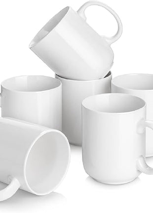 DOWAN 20 oz Large Coffee Mugs with Handle, Ceramic Cup Set of 6 for Tea Hot Cocoa, Mug Gifts Set, Soft White