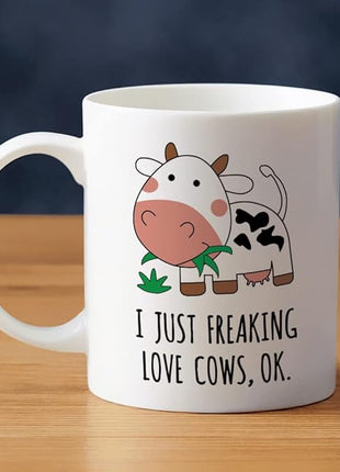 Kawaii Cow Print Mug - Ceramic Coffee Cup Gift for Women, Mom, or Daughter