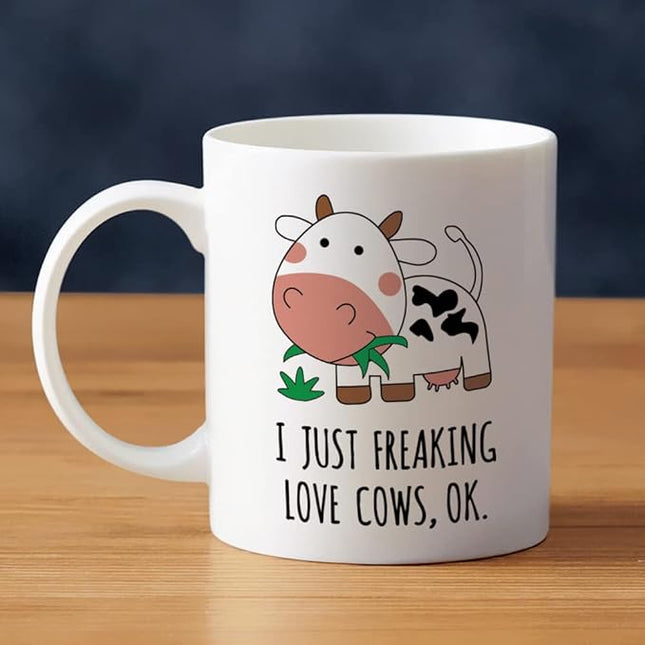 Kawaii Cow Print Mug - Ceramic Coffee Cup Gift for Women, Mom, or Daughter