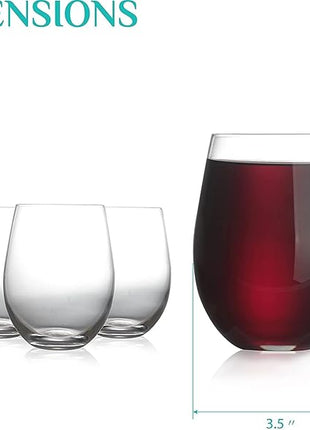 Stemless Wine Glass, Red & White 18oz Stemless Wine Glass Set of 6, Drink Glasses with Durable Chip Resistant Rim, Large Wine Glasses for Enhanced Aeration, Wine Accessories for Parties (18oz -6Pack)