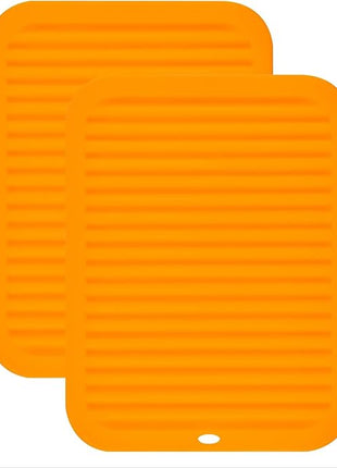 Silicone Trivets Mat Set of 2 Smithcraft 30x22.5cm Big Multi-Purpose Drying Trivet Mat, Pot Holder, Waterproof, Non Slip, Flexible, Durable, Dishwasher Safe Orange