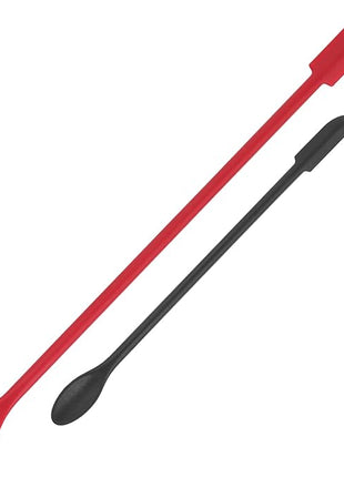 Mini Spatula Silicone Spatula Set - Cuttte 2pcs Small Makeup Scrapers for Cosmetics, Reusable Beauty Tiny Tools, Thin Jar Scraper, Get Last of Makeup Out, Black and Red