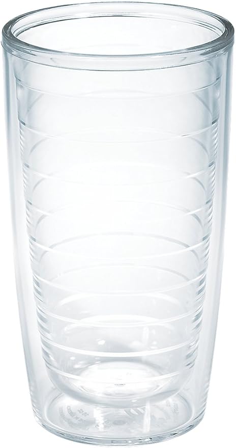 Tervis Clear & Colorful Tabletop Made in USA Double Walled Insulated Tumbler Travel Cup Keeps Drinks Cold & Hot, 16oz, Clear