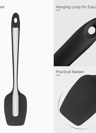 Heat Resistant Silicone Spatula Set: U-Taste 600ºF High Temp Seamless Food Grade Utensil, Flexible Rubber Silicon Kitchen Cooking Mixing Baking Scraper for Nonstick Cookware Set of 4 (Black)