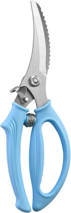 Heavy Duty Poultry Shears - Kitchen Scissors for Cutting Chicken, Poultry, Game, Meat - Chopping Vegetable - Spring Loaded - Blue