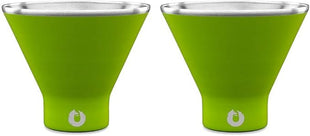 SNOWFOX Premium Vacuum Insulated Stainless Steel Martini Glass, Set of 2, Martinis Stay Icy Cold, Stemless Cocktail Glasses, Elegant Home Entertaining, Bold Beautiful Barware Set, 8 oz, Lime
