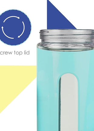 Kitchen Canisters Set For Countertop By Home Basics | Retro-Styled Canisters For Kitchen Counter | Stainless Steel and Glass, See-Through Windows (Turquoise), 4 Pieces