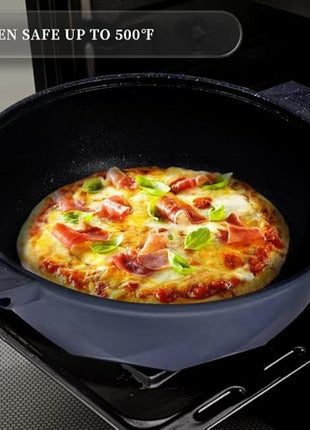 TIBORANG 8 in 1 Multipurpose 11 Inch 5 Quart Heat Indicator Nonstick Deep Frying Pan with Glass Lid, Stay-cool Handle, Steamed Grid, PFOA-Free,Dishwasher&Oven Safe,Works with All Stovetops(Navy Blue)