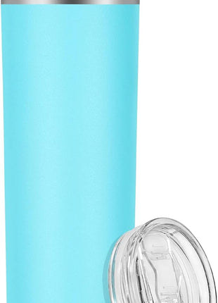 VEGOND Stainless Steel Skinny Tumbler, 20 oz Vacuum Insulated Tumbler with Lid and Straw, Double Wall Coffee Cup, Travel Mug for Cold Hot Drinks, Blue 1 Pack