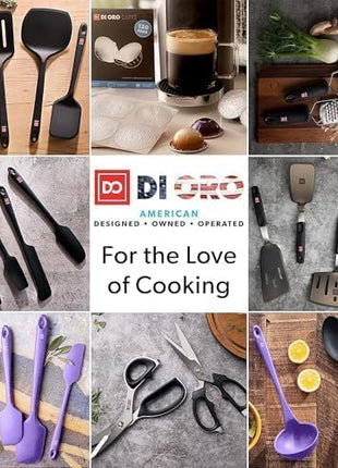 DI ORO Silicone Ladle & Spoons for Cooking – Large Kitchen Spoons for Mixing, Serving & Stirring - Soup Ladle with Wide Bowl - High Heat Silicone Kitchen Utensils for Nonstick Cookware Safe (Lavender)