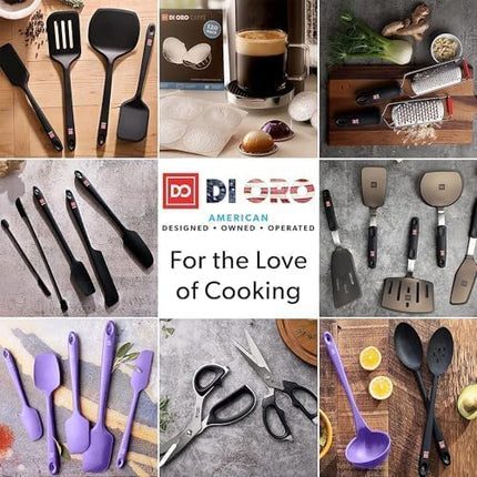 DI ORO Silicone Ladle & Spoons for Cooking – Large Kitchen Spoons for Mixing, Serving & Stirring - Soup Ladle with Wide Bowl - High Heat Silicone Kitchen Utensils for Nonstick Cookware Safe (Lavender)