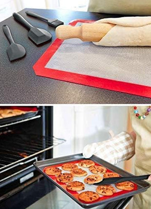 StarPack Basics Silicone Spatula Set of 2 (1 Small, 1 Large), High Heat Resistant to 480°F, Hygienic One Piece Design, Non Stick Rubber Cooking Utensil Set (Gray Black)