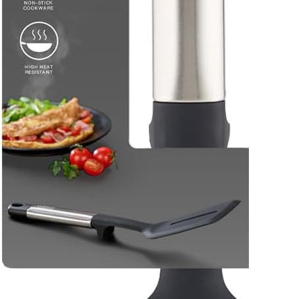 Joseph Joseph Elevate Silicone Slotted Turner with Integrated Tool Rest, One Size, Stainless Steel