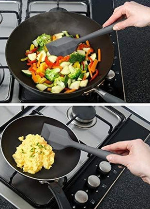 StarPack Basics Silicone Spatula Set of 2 (1 Small, 1 Large), High Heat Resistant to 480°F, Hygienic One Piece Design, Non Stick Rubber Cooking Utensil Set (Gray Black)