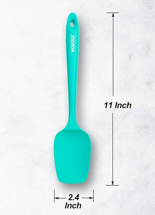 Silicone Spatula Set, High Heat Resistan Rubber Spoon Spatula, Non-Stick Spoonula with Seamless One Piece Design, Flexible Scrapers Baking Mixing Tool, 3 Pack, teal