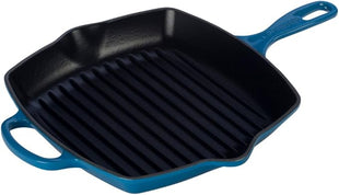 Le Creuset Enameled Cast Iron Signature Square Skillet Grill, 10.25", Marseille