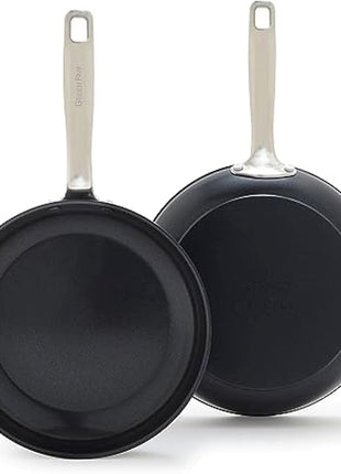 GreenPan Chatham Prime Midnight Hard Anodized Healthy Ceramic Nonstick, 10" and 12" Frying Pan Skillet Set, PFAS-Free, Dishwasher Safe, Oven Safe, Black