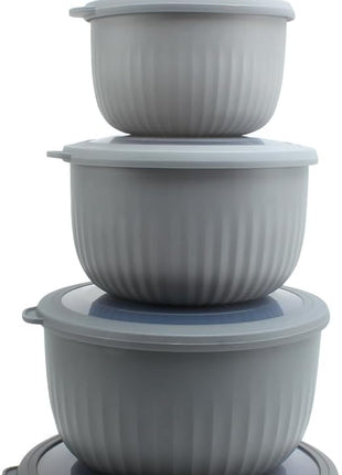 COOK WITH COLOR Prep Bowls with Lids- Wide and Deep Nesting Plastic Small Mixing Bowl Set with Lids, 12 Piece Set - Deep Bowls, Gray