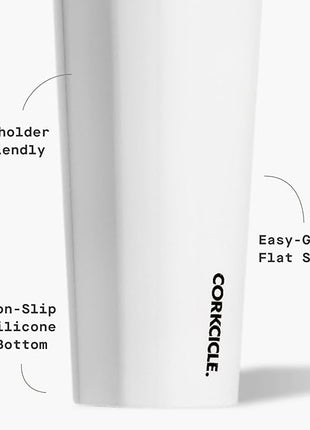 Corkcicle Classic Tumbler - Keeps Drinks Hot for 3 Hours - Triple-Insulated Stainless Steel - Cupholder Friendly - Holiday Mug Gift - Great for Gifting Warmth - 24 oz - Gloss White