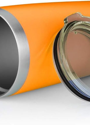 20oz Tumbler Bulk Stainless Steel Vacuum Insulated Tumblers with Lid Double Wall Travel Mug, Durable Powder Coated Coffee Cup, Suitable for Ice Drinks and Hot Beverage (Orange 6pack)