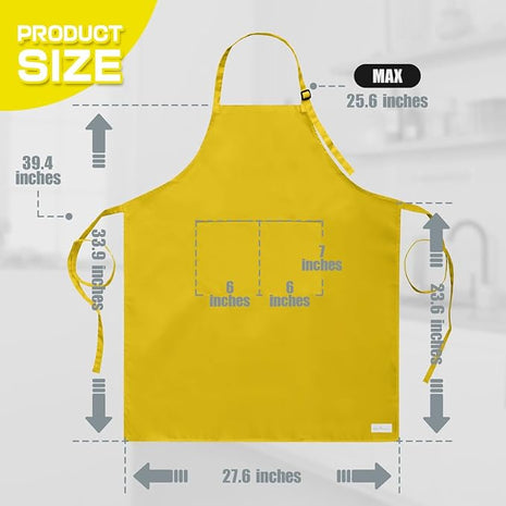 ROTANET Extra Large Apron for Men Adjustable Bib Aprons with 2 Pockets Cooking Kitchen Women Chef Water & Oil Resistant
