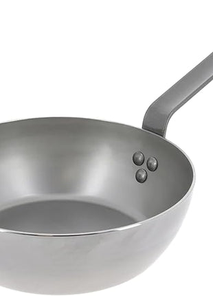 De Buyer MINERAL B Carbon Steel Country Fry Pan - 9.5” Diameter, 6.5” Cooking Surface - Ideal for Sauteing, Simmering, Deep Frying & Stir Frying - PFAS, PFOA & PFOS Free - Made in France