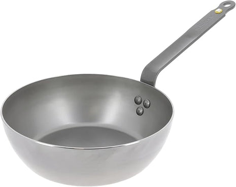 De Buyer MINERAL B Carbon Steel Country Fry Pan - 11” Diameter, 7.7” Cooking Surface - Ideal for Sauteing, Simmering, Deep Frying & Stir Frying - PFAS, PFOA & PFOS Free - Made in France