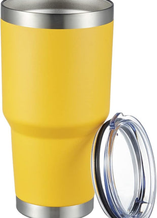 MEWAY 30oz Tumbler Double Wall Vacuum Insulated Travel Mug, Stainless Steel Tumbler with Lid, Durable Powder Coated Insulated Coffee Cup for Cold & Hot Drinks (Yellow,1 PACK)