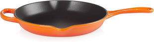 Le Creuset Enameled Cast Iron Signature Iron Handle Skillet, 10.25", Flame