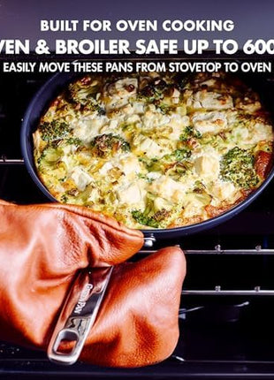 GreenPan Chatham Prime Midnight Hard Anodized Healthy Ceramic Nonstick, 10" and 12" Frying Pan Skillet Set, PFAS-Free, Dishwasher Safe, Oven Safe, Black