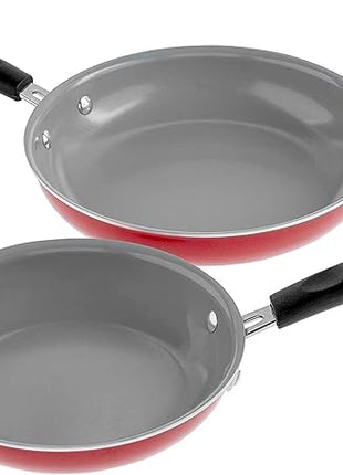 Cuisinart 54C-11R 11-Piece Ceramica XT Nonstick Cookware Set, Red/Stainless Steel