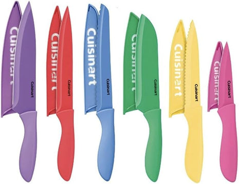 Cuisinart 12-Piece Kitchen Knife Set, Advantage Color Collection with Blade Guards, (Multi Brights)
