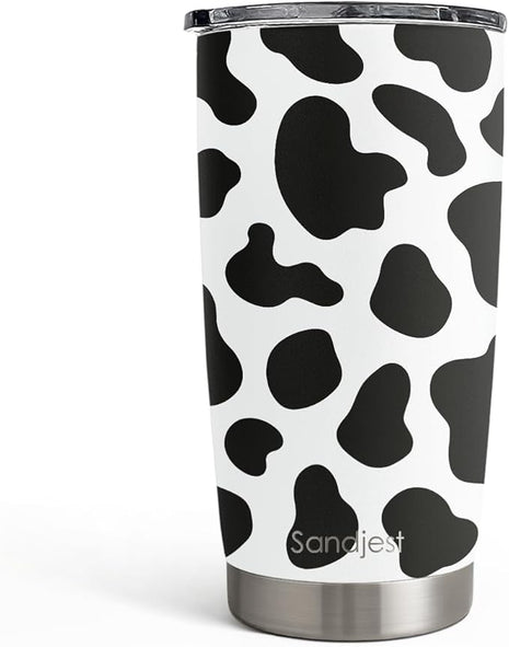 SANDJEST Cow Print Tumbler 20oz Stainless Steel Insulated, Travel Coffee Cup, Gifts for Cow Lovers Women Girls, Birthday Christmas
