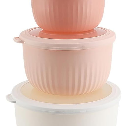 COOK WITH COLOR Prep Bowls with Lids- Wide and Deep Nesting Plastic Small Mixing Bowl Set with Lids, 12 Piece Set - Deep Bowls, Grey/Pink