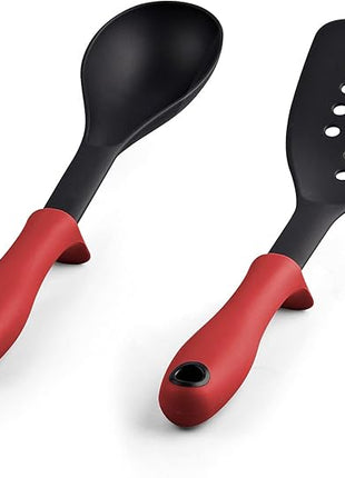 Cook N Home Pots and Pans Nonstick Cookware Set 12-Piece, Kitchen Cooking Set with Frying Pans and Saucepans, Induction Compatible, Marble Red