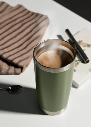 DOMICARE 20oz Stainless Steel Tumbler Bulk with Lid, Double Wall Vacuum Insulated Travel Mug, Powder Coated Coffee Cup, Army Green, 1 Pack