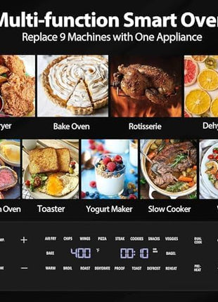 Beelicious 32QT Extra Large Air Fryer, 19-In-1 Air Fryer Toaster Oven Combo with Rotisserie and Dehydrator, Digital Convection Oven Countertop Airfryer Fit 13" Pizza, 6 Accessories, 1800w, Black