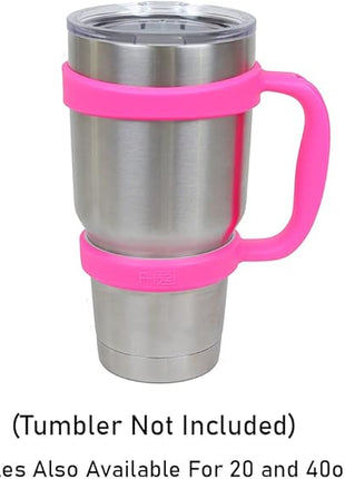 F-32 Handle - 19 COLORS - 30oz Size - Compatible with 30 oz YETI and 30 oz. OZARK TRAIL Tumbler Travel Mug (30OZ, HOT PINK (NEON))