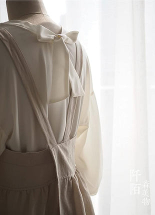 Uaussi Cotton Linen Apron Cross Back Work Apron for Women with Pockets Pinafore Dress X Cross Halter Apron for Chef Gardening