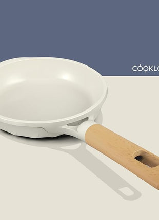 COOKLOVER Nonstick Frying Pan 100% PFOA Free Cookware Induction Skillet Stir Fry Pan (Cream white, 7.9 inch)